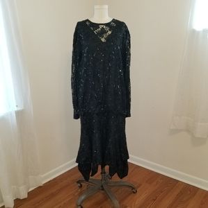 FINAL PRICE XL 20s style dropwaist beaded dress